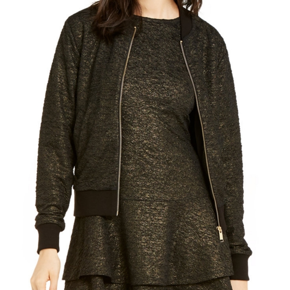 NWT MICHAEL KORS GOLDJACQUARD BOMBER JACKET